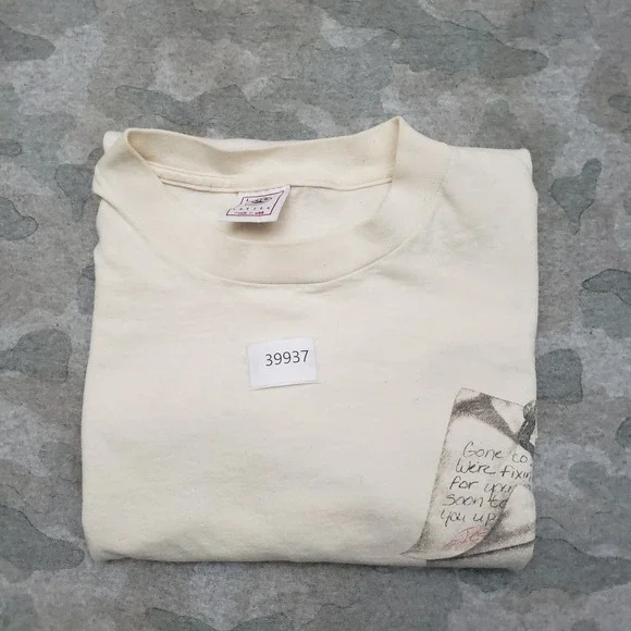 Vintage Religious Delta Shirt Mens Large Beige Short Sleeve Single Stitch USAk - Picture 12 of 12